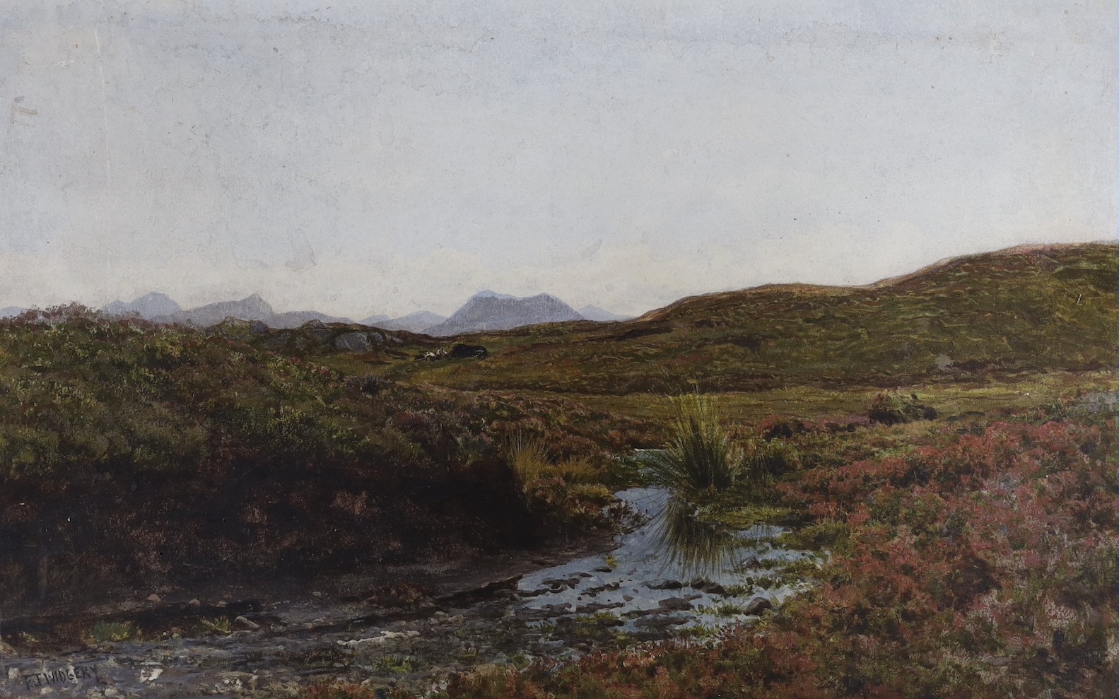 Frederick John Widgery (1861-1942), watercolour, Moorland scene, signed, 30 x 49cm, unframed